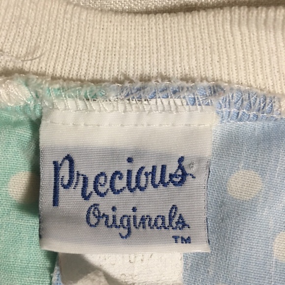 Vtg Precious Originals body suit romper polkadot zips pink blue green white 3T - Picture 10 of 14